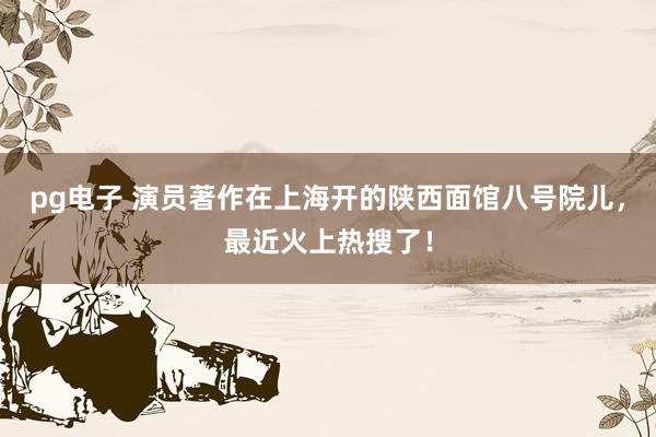 pg电子 演员著作在上海开的陕西面馆八号院儿，最近火上热搜了！