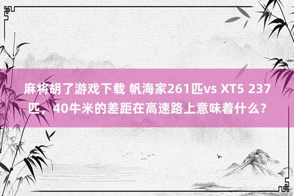 麻将胡了游戏下载 帆海家261匹vs XT5 237匹，40牛米的差距在高速路上意味着什么？