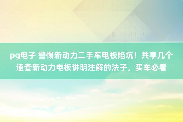 pg电子 警惕新动力二手车电板陷坑！共享几个速查新动力电板讲明注解的法子，买车必看