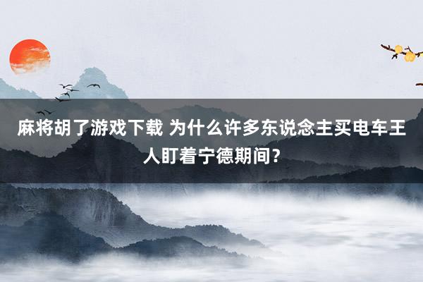 麻将胡了游戏下载 为什么许多东说念主买电车王人盯着宁德期间？