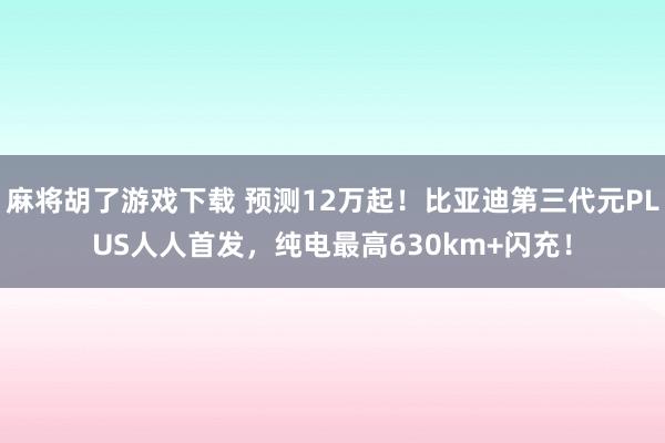 麻将胡了游戏下载 预测12万起！比亚迪第三代元PLUS人人首发，纯电最高630km+闪充！