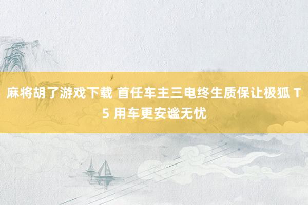 麻将胡了游戏下载 首任车主三电终生质保让极狐 T5 用车更安谧无忧