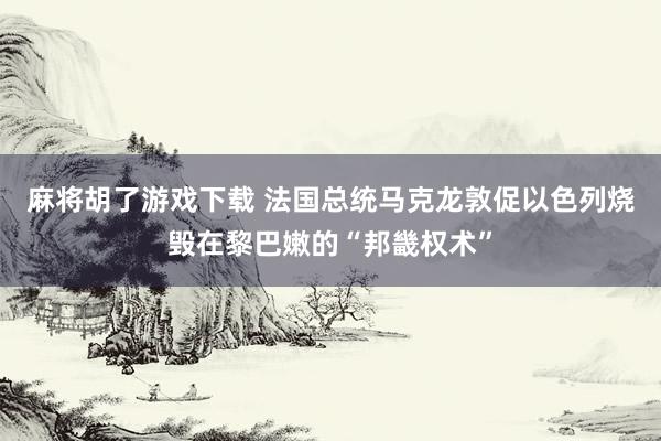 麻将胡了游戏下载 法国总统马克龙敦促以色列烧毁在黎巴嫩的“邦畿权术”